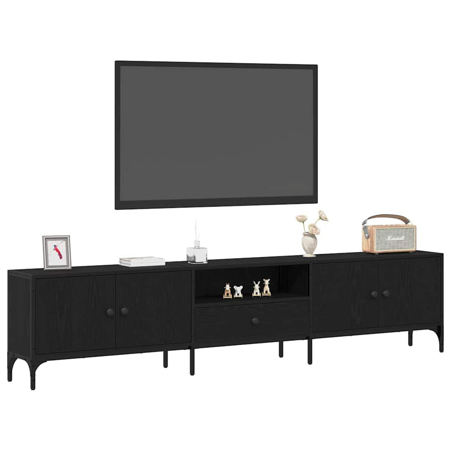 TV Cabinet 200 x 25 x 44 cm Black oak Engineered wood
