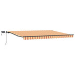Manual Awning with Solar LED 4 x 3 m Yellow and Orange Stripe