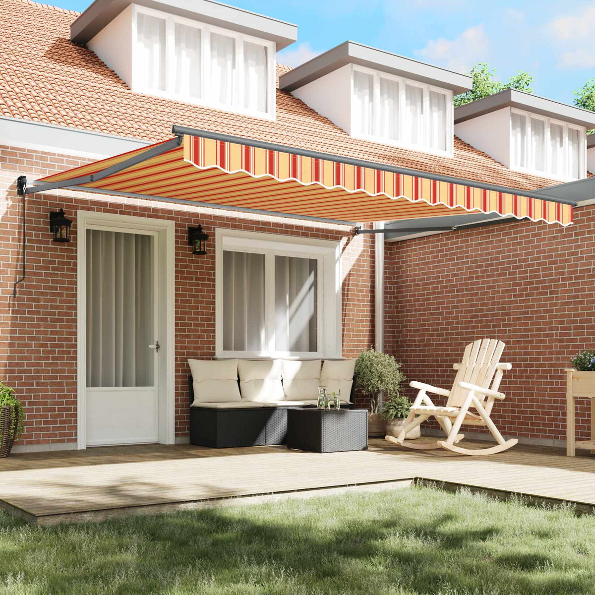 Retractable Awning Yellow and Orange 400 x 300 cm