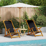 Beach Chair with Cushion Folding 2 pcs Brown Solid Acacia Wood