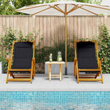 Beach Chair with Cushion Folding 2 pcs Brown Solid Acacia Wood - Side View