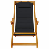 Beach Chair with Cushion Folding 2 pcs Brown Solid Acacia Wood