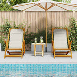 Beach Chair with Cushion Folding 2 pcs Brown Solid Acacia Wood