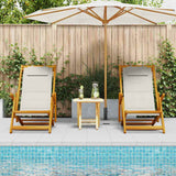 Beach Chair 2 pcs Brown 61.5 x 123 x 82cm Solid Acacia wood - Side View