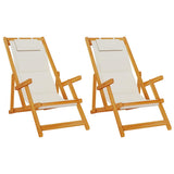 Beach Chair 2 pcs Brown 61.5 x 123 x 82cm Solid Acacia wood - Front View