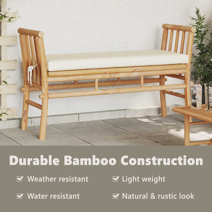 Garden Bench 2 -Seater 110 x 38 x 65cm Bamboo Brown Rectangular