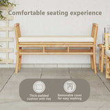 Garden Bench with Cushion Brown 110 x 38 x 65cm Bamboo - Low Angle