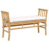 Garden Bench with Cushion Brown 110 x 38 x 65cm Bamboo - Rear View