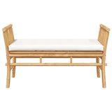 Garden Bench with Cushion Brown 110 x 38 x 65cm Bamboo - Top-Down View