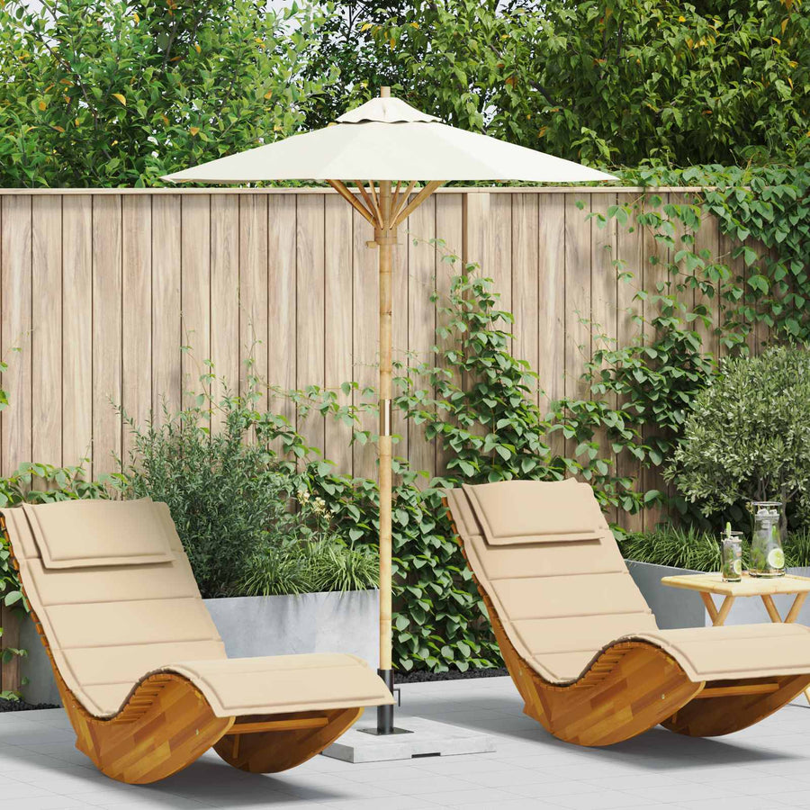 Garden Parasol Round Ø 150 x 210 cm Bamboo Cream White