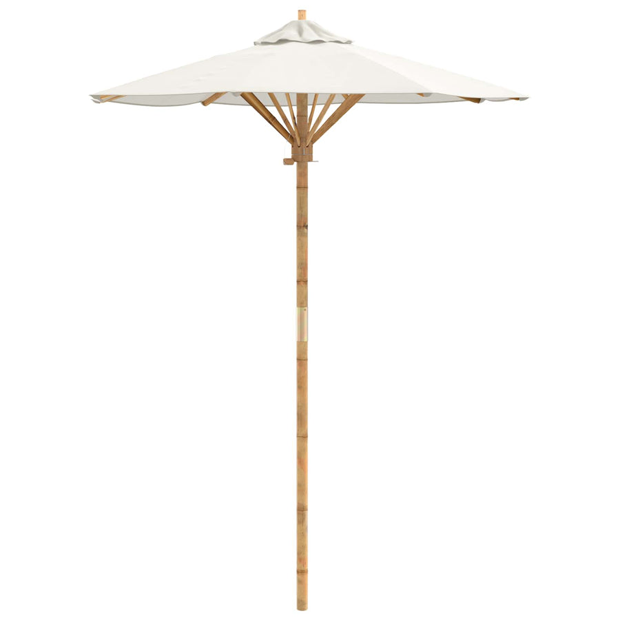 Garden Parasol Round Ø 150 x 210 cm Bamboo Cream White