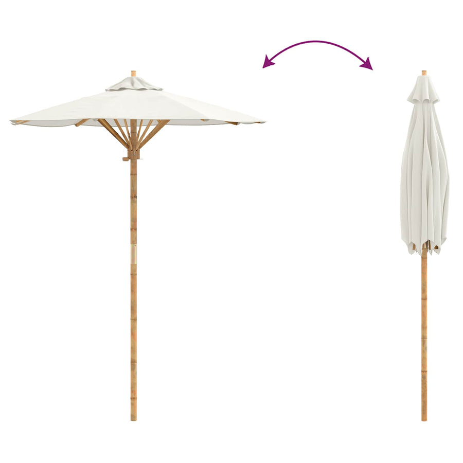 Garden Parasol Round Ø 150 x 210 cm Bamboo Cream White