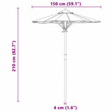 Garden Parasol Cream white 150 x 150 x 210 cm Bamboo - Close-Up Angle