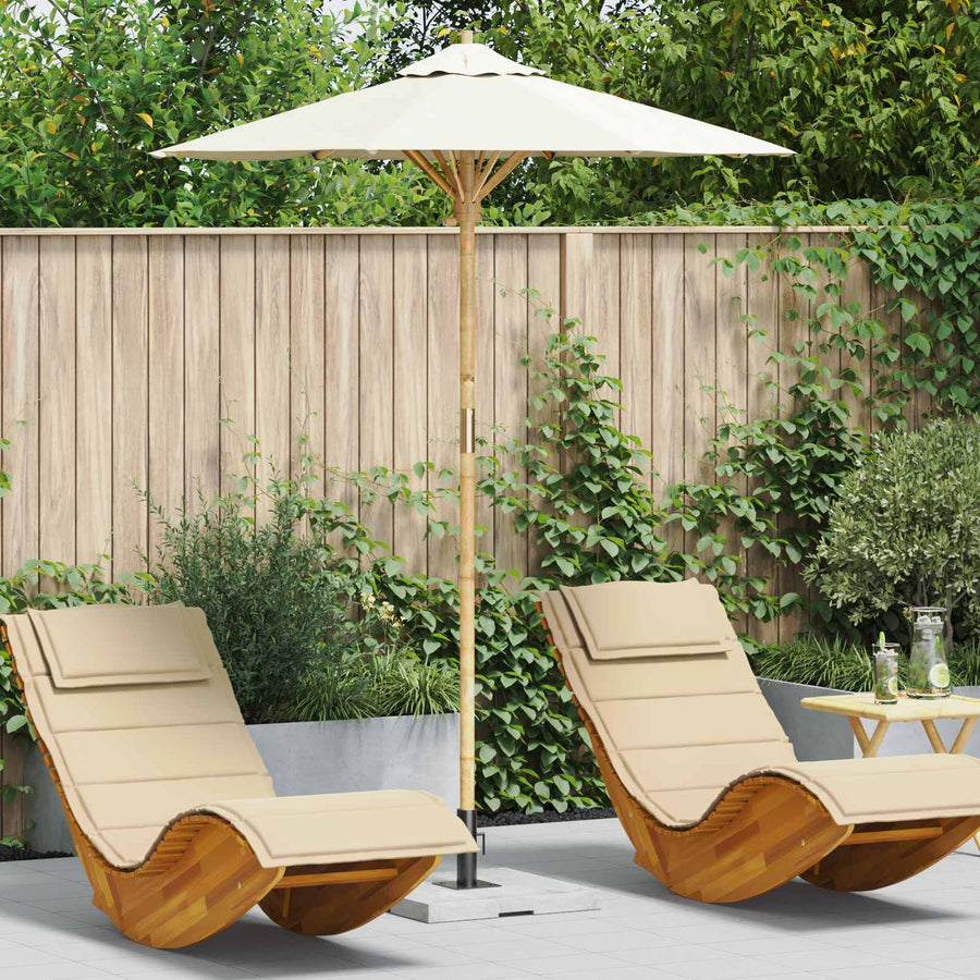 Garden Parasol Round Ø 180 x 230 cm Bamboo Cream White