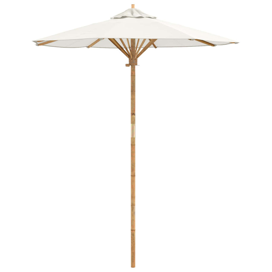 Garden Parasol Round Ø 180 x 230 cm Bamboo Cream White