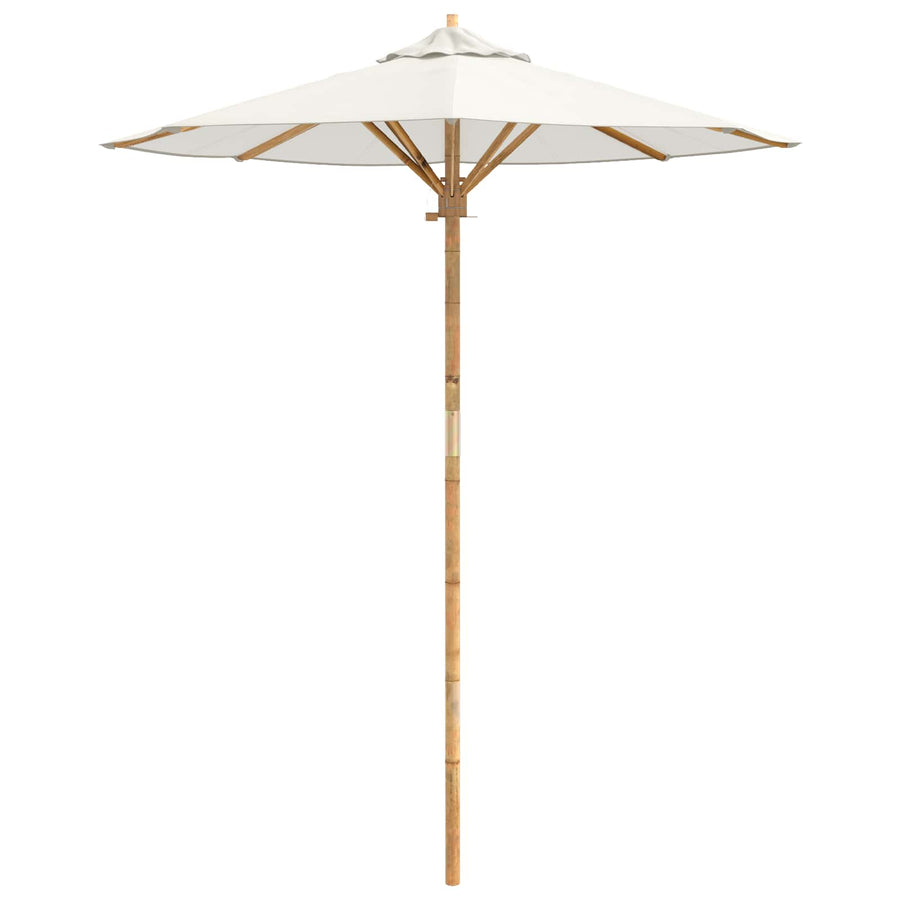 Garden Parasol Round Ø 180 x 230 cm Bamboo Cream White
