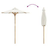 Garden Parasol Cream White Ø 180 x 230 cm Bamboo - Close-Up Angle