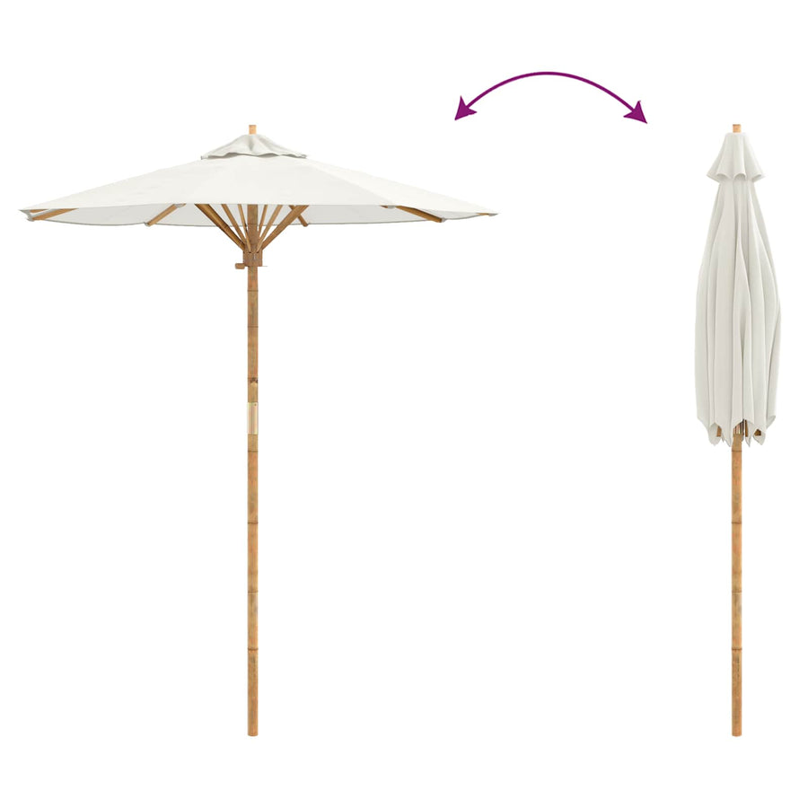 Garden Parasol Round Ø 180 x 230 cm Bamboo Cream White