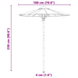 Garden Parasol Cream White Ø 180 x 230 cm Bamboo - Low Angle