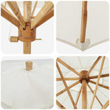 Garden Parasol Cream white 217 x 217 x 230 cm Bamboo - 45-Degree Angle