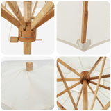 Garden Parasol Cream White Ø 217 x 230 cm Bamboo