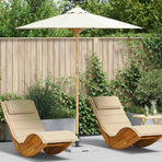 Garden Parasol Round Ø 217 x 230 cm Bamboo Cream White