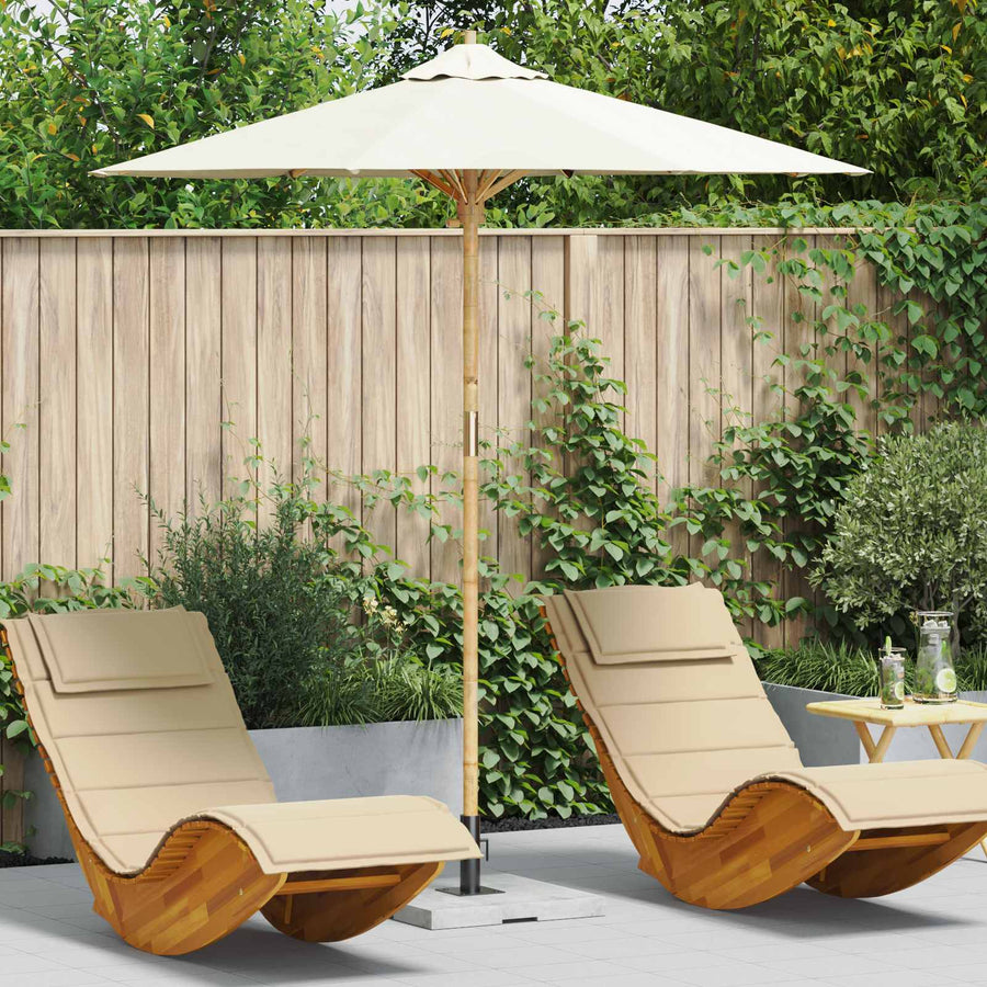 Garden Parasol Round Ø 217 x 230 cm Bamboo Cream White