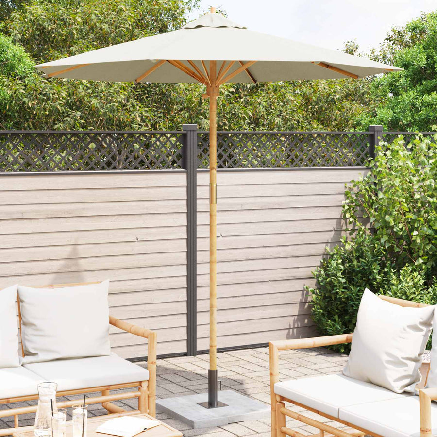 Garden Parasol Round Ø 217 x 230 cm Bamboo Cream White