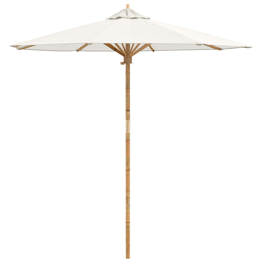 Garden Parasol Round Ø 217 x 230 cm Bamboo Cream White