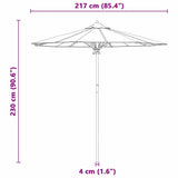 Garden Parasol Cream white 217 x 217 x 230 cm Bamboo - Close-Up Angle