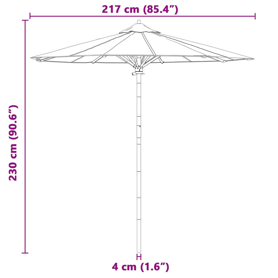 Garden Parasol Round Ø 217 x 230 cm Bamboo Cream White