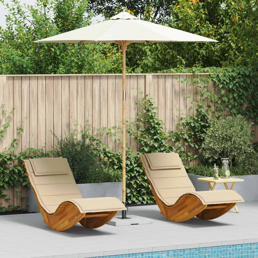 Garden Parasol Round Ø 240 x 260 cm Bamboo Cream White