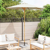 Garden Parasol Cream White Ø 240 x 260 cm Bamboo - Side View