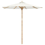 Garden Parasol Round Ø 240 x 260 cm Bamboo Cream White