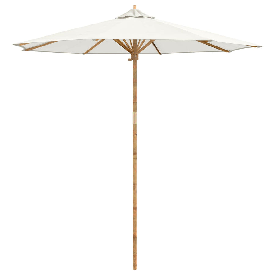 Garden Parasol Round Ø 240 x 260 cm Bamboo Cream White