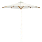 Garden Parasol Round Ø 240 x 260 cm Bamboo Cream White