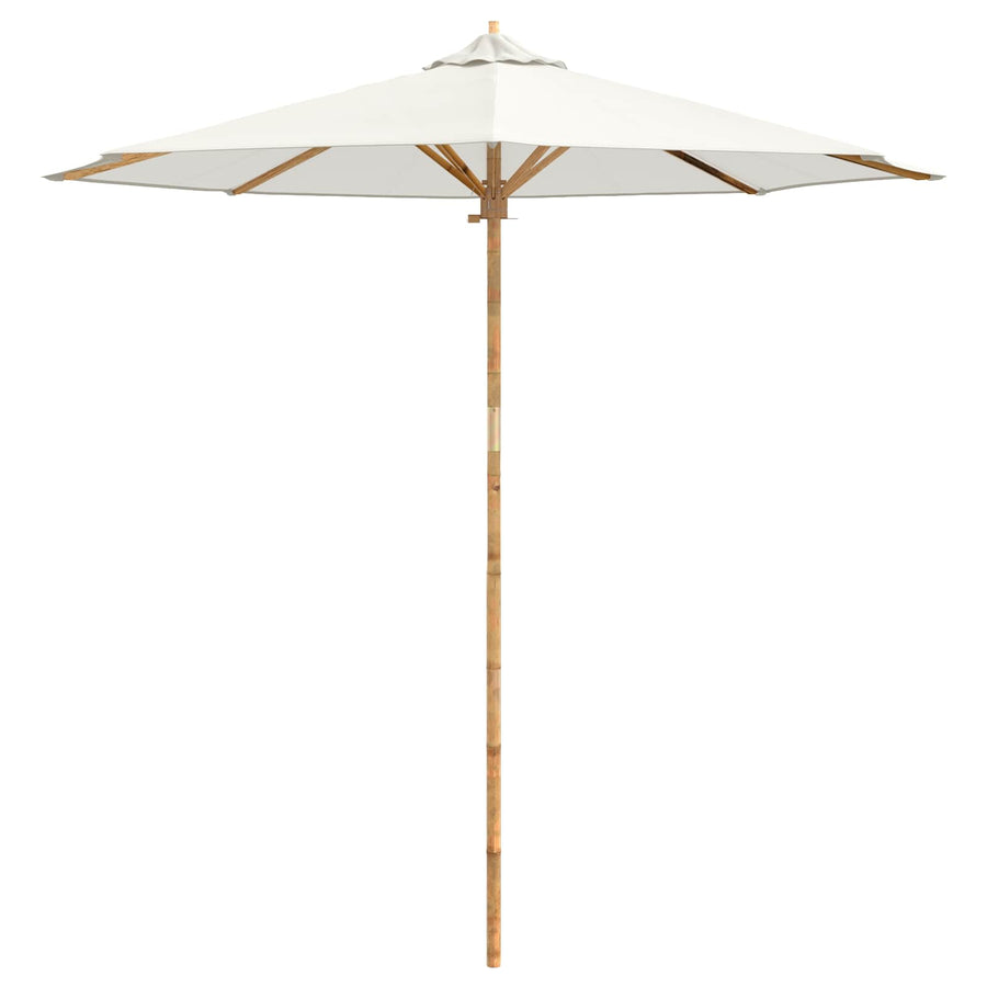Garden Parasol Round Ø 240 x 260 cm Bamboo Cream White
