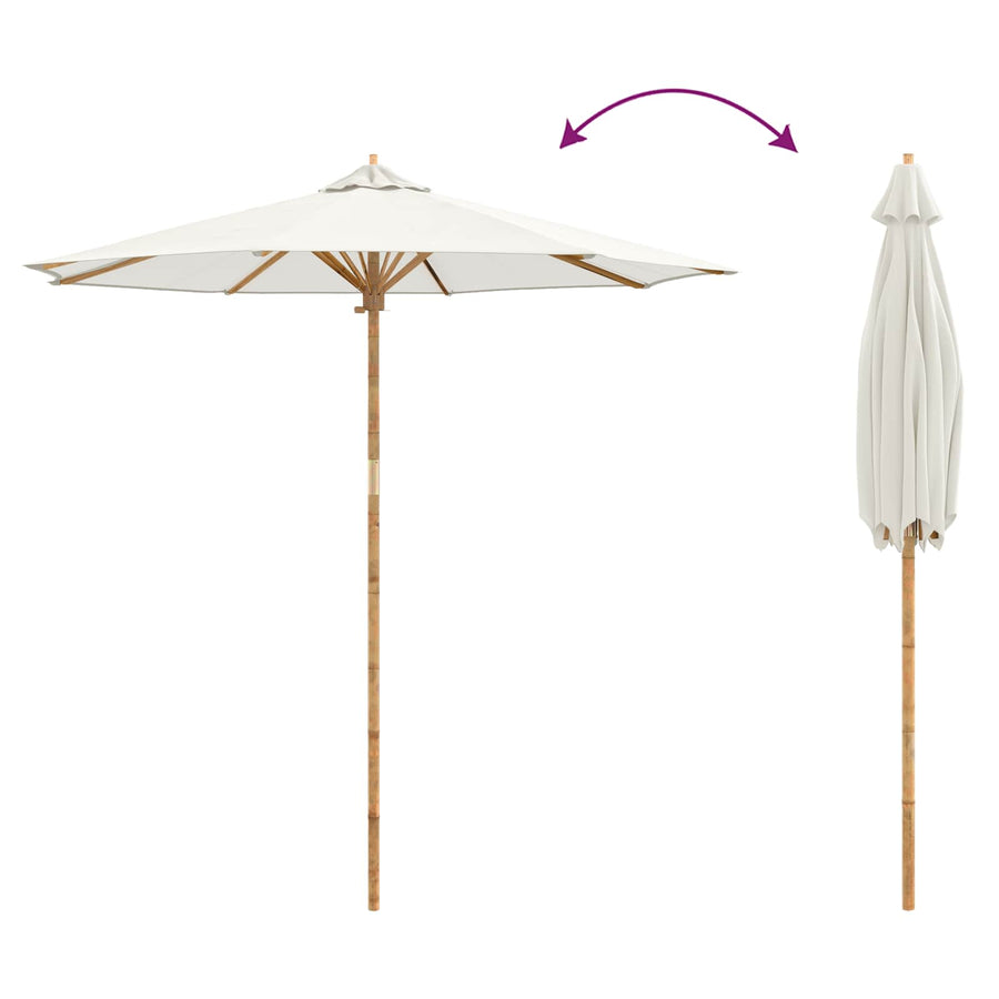 Garden Parasol Round Ø 240 x 260 cm Bamboo Cream White