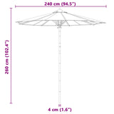 Garden Parasol Cream White Ø 240 x 260 cm Bamboo - Low Angle