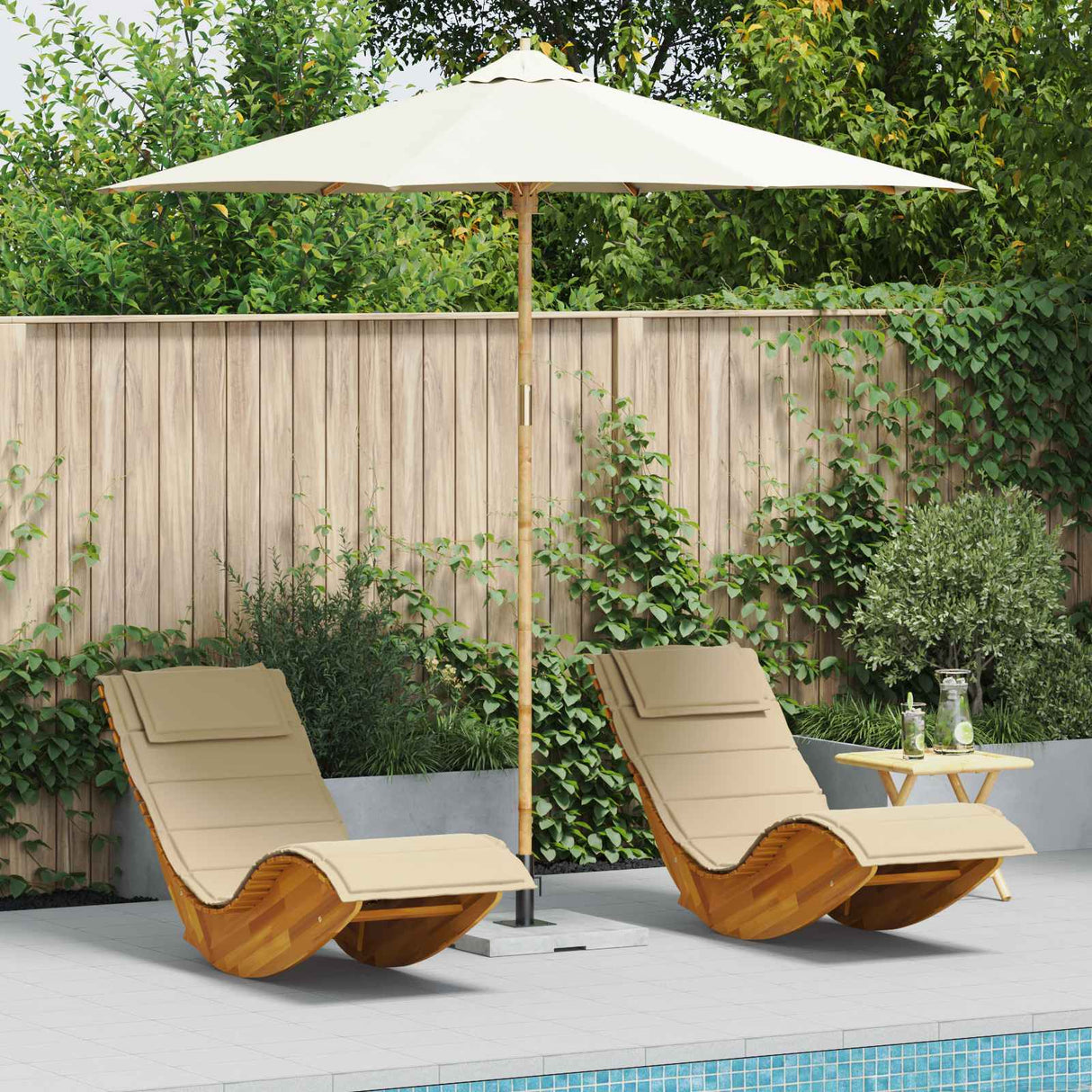 Garden Parasol Cream White Ø 270 x 260 cm Bamboo