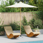 Garden Parasol Round Ø 270 x 260 cm Bamboo Cream White