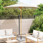 Garden Parasol Round Ø 270 x 260 cm Bamboo Cream White