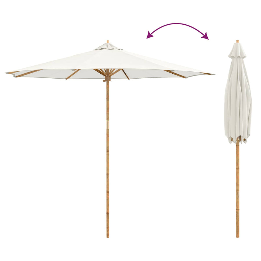 Garden Parasol Round Ø 270 x 260 cm Bamboo Cream White