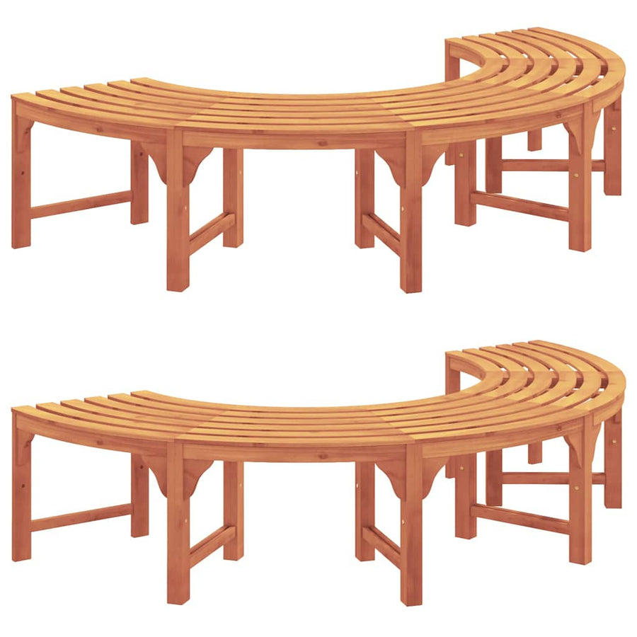 Tree Bench 8 -Seater 2 pcs 160 x 80 x 45cm Natural