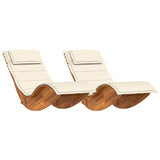 Sun Lounger 2 pcs Brown 60 x 154 x 74cm Solid Acacia wood - Front View