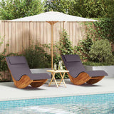 Sun Lounger 2 pcs Solid Acacia Wood Brown