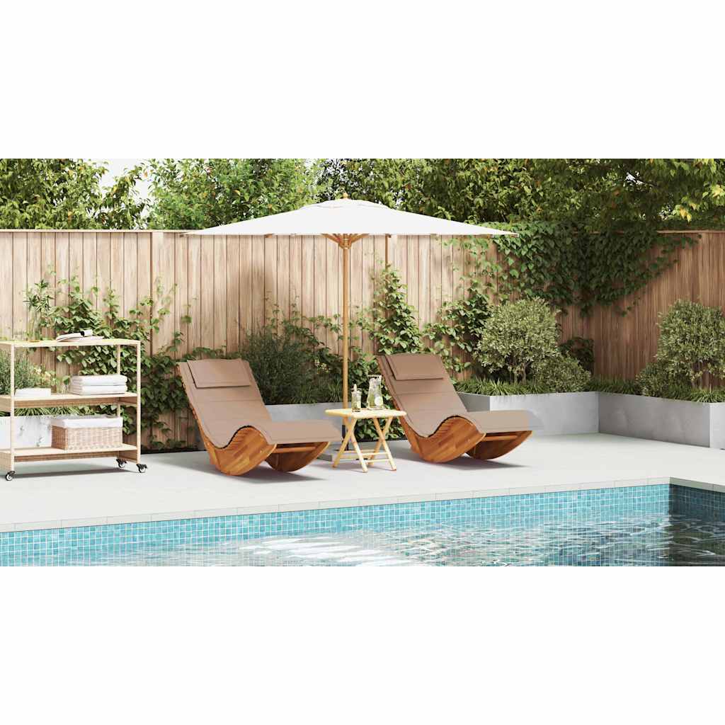 Sun Lounger 2 pcs Brown 60 x 154 x 74cm Solid Acacia wood