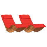 Sun Lounger 2 pcs Brown 60 x 154 x 74cm Solid Acacia wood - Front View