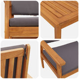 Garden Sofa Set 5 pcs Brown 75 x 45 x 38cm Solid Acacia wood - Extra Image
