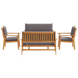 Garden Sofa Set 5 pcs Brown 75 x 45 x 38cm Solid Acacia wood - Low Angle
